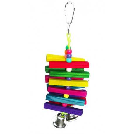 Drevená hračka so zvoncami pre papagáje 22x7cm