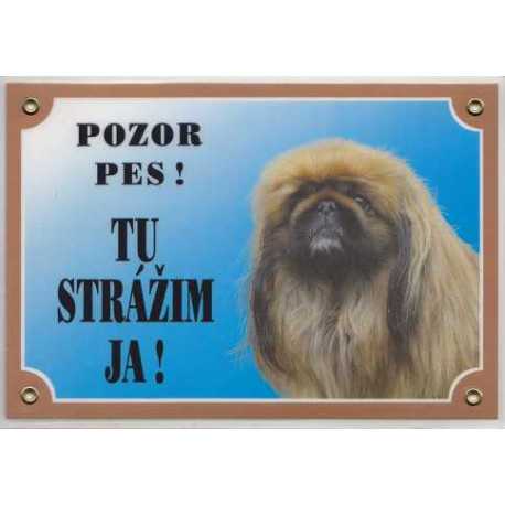 Výstražné tabuľky Tabuľka Tu strážim ja 14,5x21cm - Pekinéz